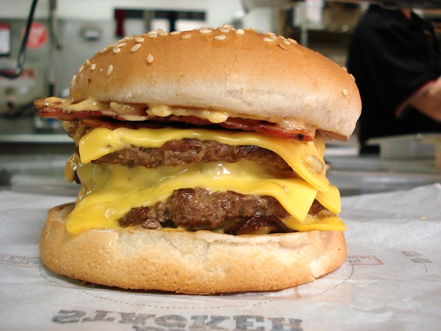 Photo of large fast food hamburger